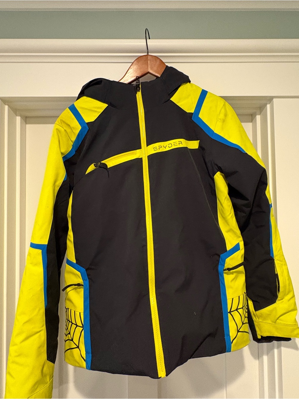 Spyder Kid’s Navy & Neon Yellow Insulated Ski Jacket